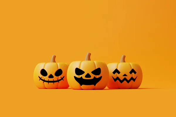 Abóboras Jack Lanterna Fundo Laranja Feliz Conceito Halloween Férias Tradicionais — Fotografia de Stock