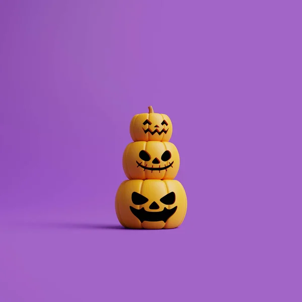 Lantern南瓜紫色背景 万圣节快乐的概念 传统的10月假期 3D渲染说明 — 图库照片
