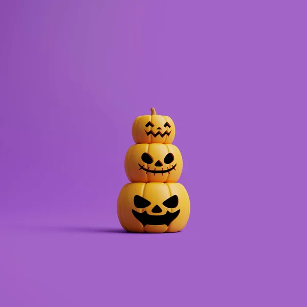 Abóboras Jack Lanterna Fundo Roxo Feliz Conceito Halloween Férias Tradicionais — Fotografia de Stock