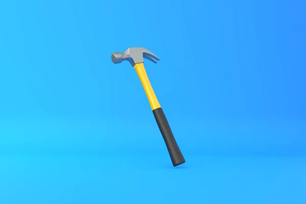Claw Hammer Yellow Plastic Handle Isolated Yellow Background Front View — Stock Photo, Image