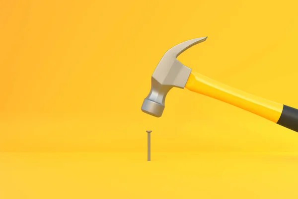 Hammer Steel Head Yellow Plastic Handle Banging Small Screw Yellow — Stock Photo, Image