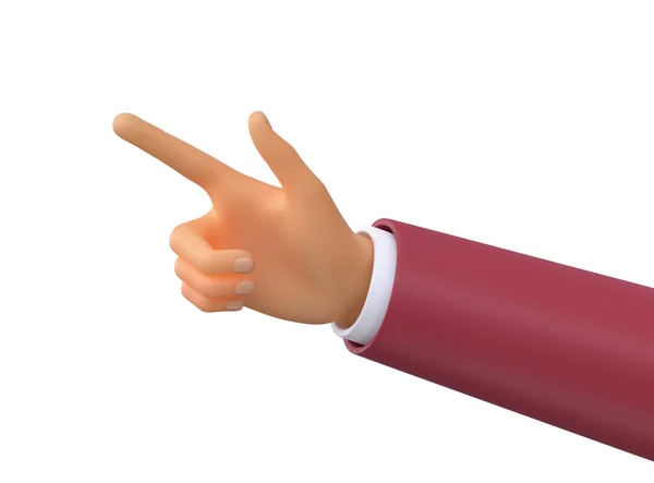 Cartoon Character Businessman Hand Finger Pointing Direction Isolated White Background — Stock Photo, Image
