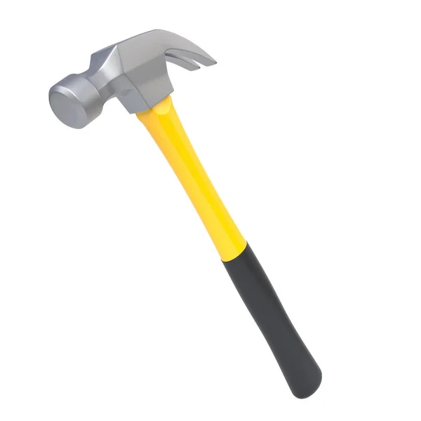 Claw Hammer Yellow Plastic Handle Isolated White Background Rendering Illustration — Stock Photo, Image