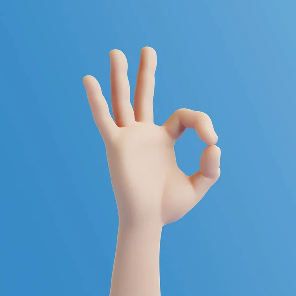 Κινούμενα Σχέδια Χέρι Gesturing Ένα Μπλε Φόντο Εντάξει Γλυπτό Χειρονομία — Φωτογραφία Αρχείου