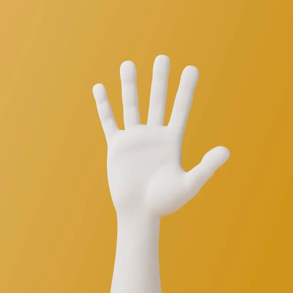 Мультяшна Рука Жовтому Тлі Ілюстрація Рендеринга — стокове фото