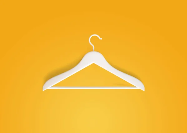 White Hanger Yellow Background Copy Space Top View Rendering Illustration — Stock Photo, Image