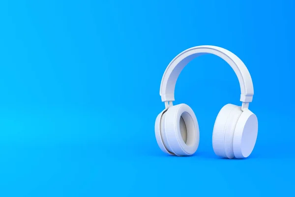 Drahtlose Kopfhörer Auf Blauem Hintergrund Rendring Illustration — Stockfoto
