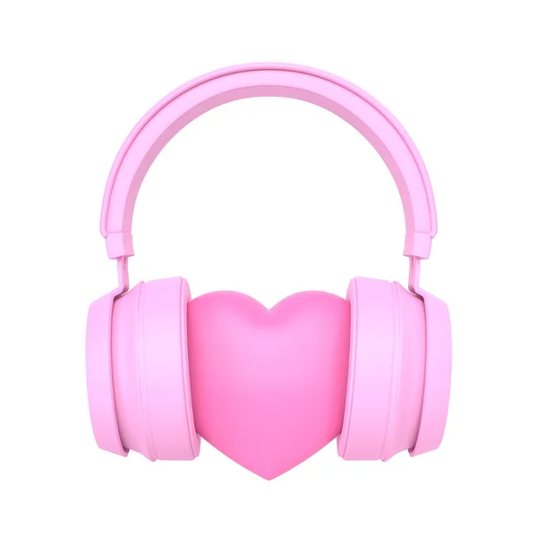 Ασύρματα Ακουστικά Καρδιά Λευκό Φόντο Μπροστά Απεικόνιση Απόδοση — Φωτογραφία Αρχείου