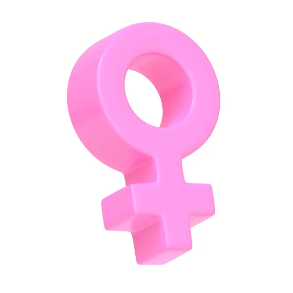粉红女人的象征被白色背景隔离 3D图标 符号和符号 卡通简约的风格 3D渲染说明 — 图库照片