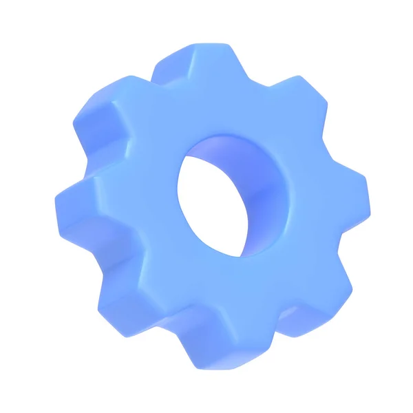 Blaues Zahnradsymbol Isoliert Auf Weißem Hintergrund Symbol Zeichen Und Symbol — Stockfoto