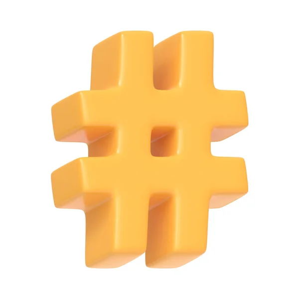 Gelbes Hashtag Symbol Isoliert Auf Weißem Hintergrund Symbol Zeichen Und — Stockfoto