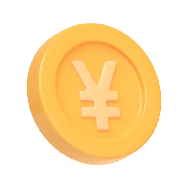Moneda Dorada Con Signo Yen Aislado Sobre Fondo Blanco Icono —  Fotos de Stock
