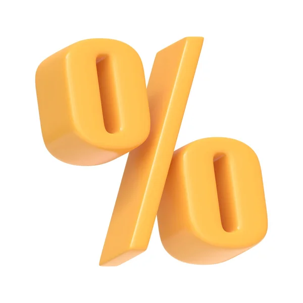 Желтый Процентный Символ Выделен Белом Фоне Иконка Знак Символ Мультфильм — стоковое фото