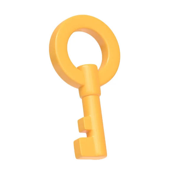 Goldener Schlüssel Isoliert Auf Weißem Hintergrund Symbol Zeichen Und Symbol — Stockfoto