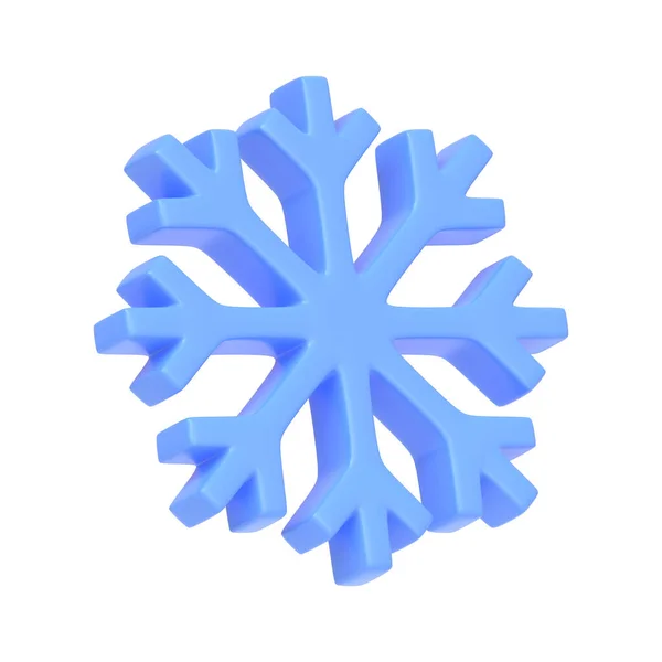 白い背景にアイススノーフレークアイコンを隔離 3Dアイコン サインとシンボル 漫画のミニマルスタイル 3Dレンダリングイラスト — ストック写真