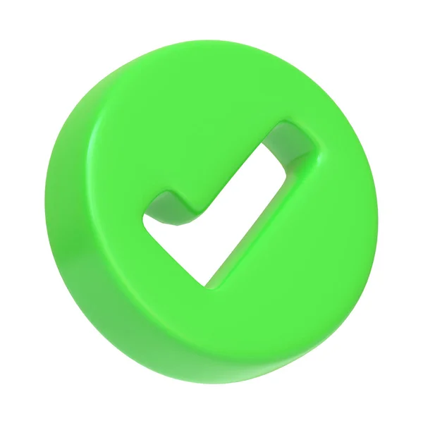 Groen Vinkje Geïsoleerd Witte Achtergrond Icoon Teken Symbool Cartoon Minimale — Stockfoto