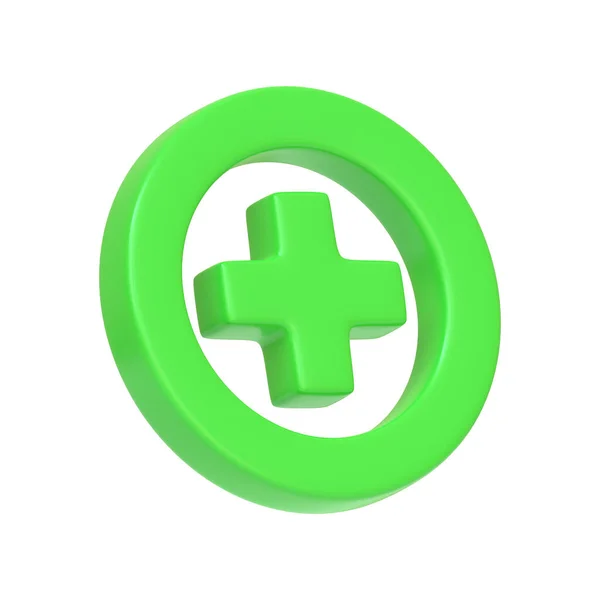 Verde Più Simbolo Isolato Sfondo Bianco Icona Segno Simbolo Stile — Foto Stock