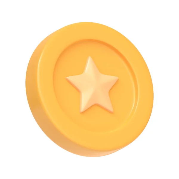 Goldmünze Mit Stern Auf Weißem Hintergrund Symbol Zeichen Und Symbol — Stockfoto