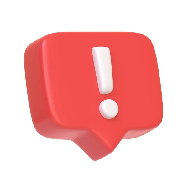 赤色危険注意ベルまたは赤色の緊急通報アラートは 白い背景に隔離されています 3Dアイコン サインとシンボル 漫画のミニマルスタイル 3Dレンダリングイラスト — ストック写真