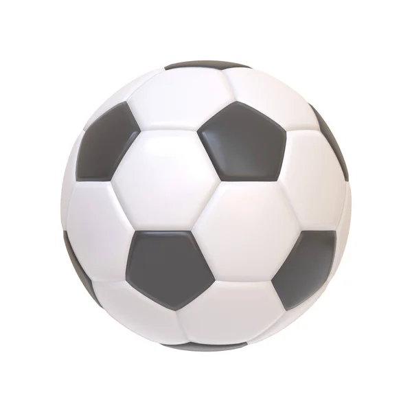 白い背景に孤立したサッカーボール 3Dアイコン サインとシンボル 漫画のミニマルスタイル 3Dレンダリングイラスト — ストック写真