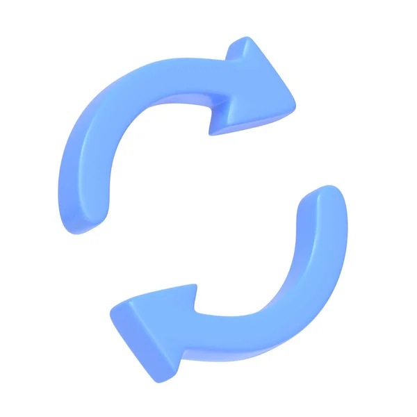 Dvě Modré Šipky Ikona Aktualizovat Symbol Izolovaný Bílém Pozadí Ikona — Stock fotografie