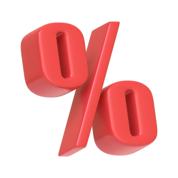 Red Percentage Symbol Isolated White Background Icon Sign Symbol Cartoon — Stock Photo, Image