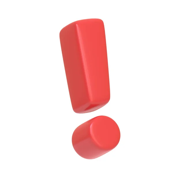 Röd Utropstecken Isolerad Vit Bakgrund Ikon Tecken Och Symbol Tecknad — Stockfoto