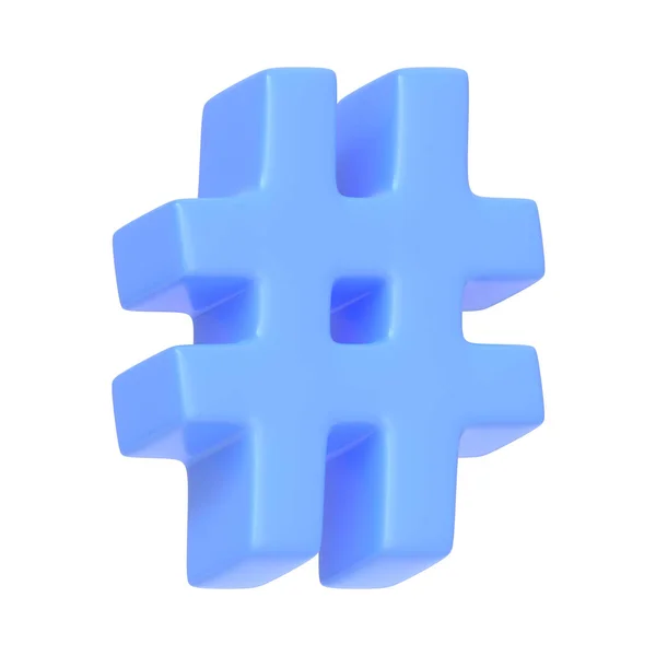 Blue Hashtag Symbol Isolated White Background Icon Sign Symbol Cartoon — Stock Photo, Image