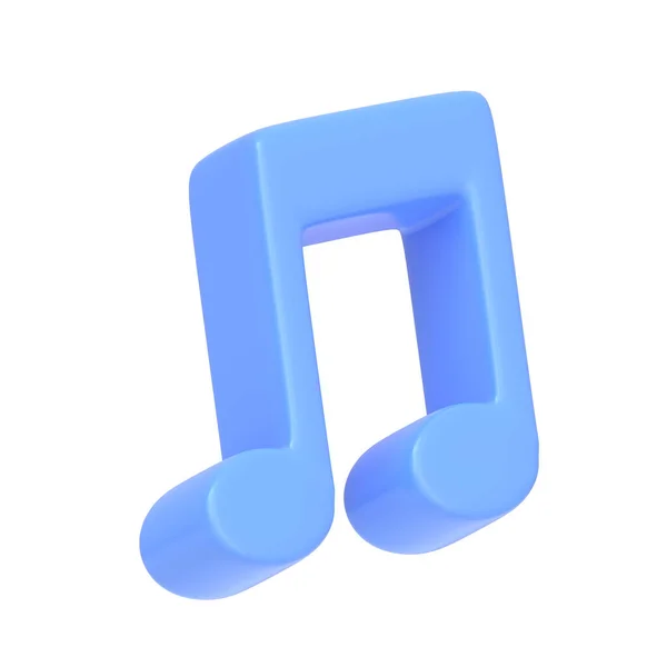 Muzyka Niebieska Nuta Izolowana Białym Tle Ikona Znak Symbol Minimalny — Zdjęcie stockowe