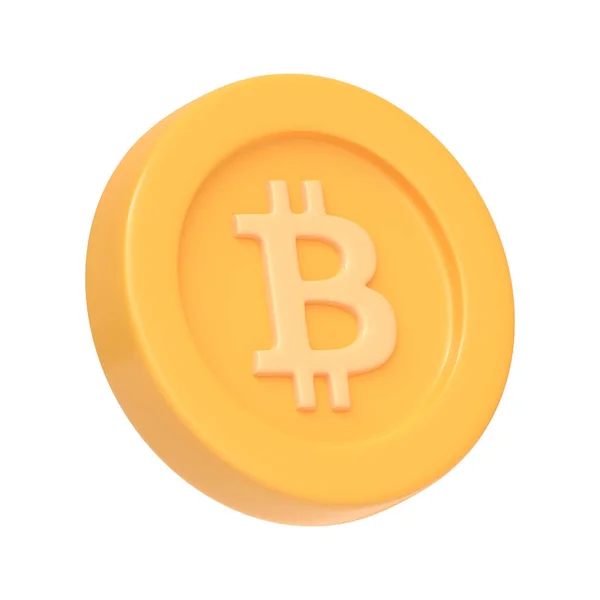 Bitcoin Token Isolado Fundo Branco Ícone Sinal Símbolo Desenhos Animados — Fotografia de Stock