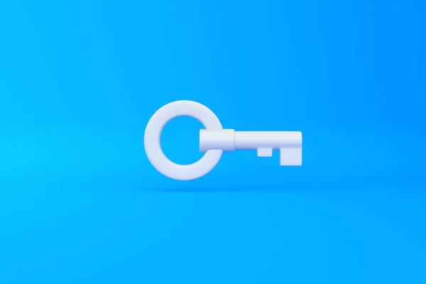 青い背景に胸の鍵 3Dレンダリング図 — ストック写真