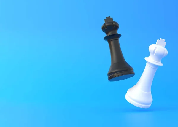 Ρεαλιστής Βασιλιάς Φωτεινό Μπλε Φόντο Χώρο Αντίγραφο Σκάκι Κομμάτι Ελάχιστη — Φωτογραφία Αρχείου