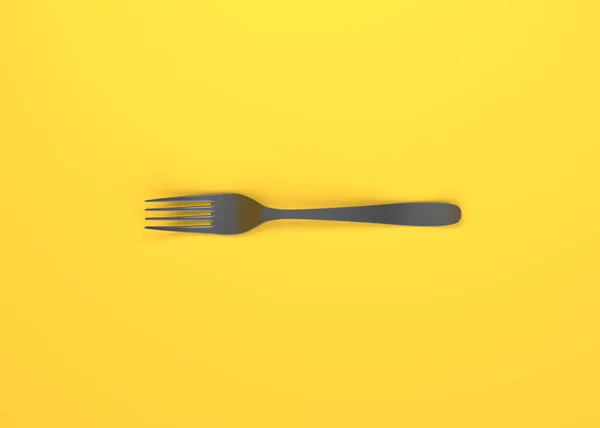 Vork Gele Achtergrond Bovenaanzicht Thuis Keukengereedschap Accessoires Voor Het Koken — Stockfoto