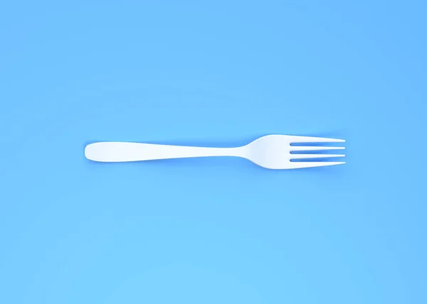 Fourchette Sur Fond Bleu Vue Dessus Accueil Ustensiles Cuisine Accessoires — Photo