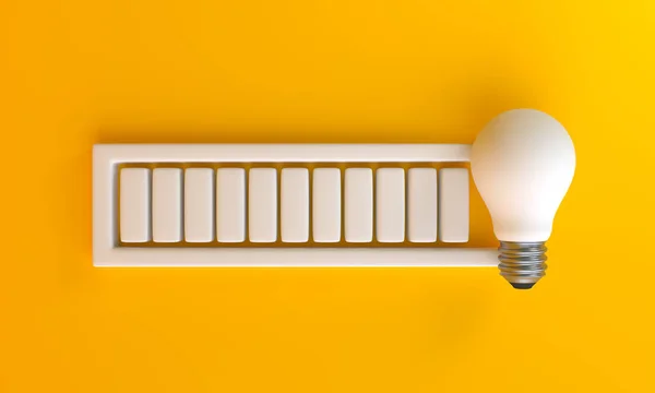 Ladestange Mit Glühbirne Auf Gelbem Hintergrund Darstellung — Stockfoto