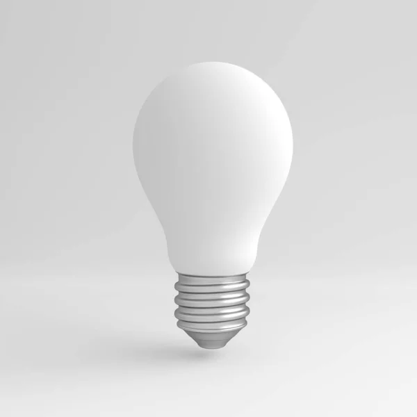 Weiße Glühbirne Isoliert Auf Weißem Hintergrund Minimalistisches Konzept Kluge Idee — Stockfoto