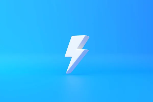 White Lightning Bult Ikon Blå Bakgrund Flash Ikonen Ladda Flash — Stockfoto