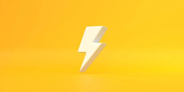 White Lightning Bolt Icon Yellow Background Flash Icon Charge Flash — Stock Photo, Image