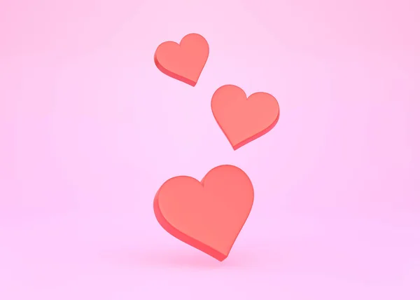 Червоні Серця Рожевому Тлі Творча Мінімальна Концепція Знак Візуалізація Ілюстрація — стокове фото
