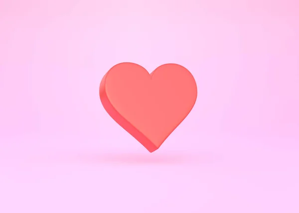 Corazón Rojo Sobre Fondo Rosa Concepto Mínimo Creativo Como Una — Foto de Stock