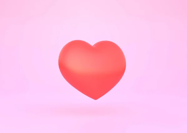 Coeur Rouge Sur Fond Rose Concept Minimal Créatif Comme Signe — Photo