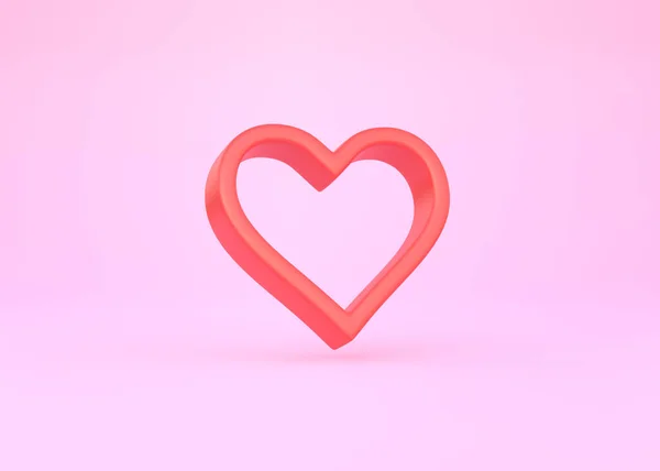 Corazón Rojo Sobre Fondo Rosa Concepto Mínimo Creativo Como Una — Foto de Stock