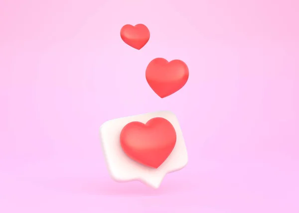 Серце Мовному Бульбашці Рожевому Фоні Любов Символ Сповіщення Соціальних Медіа — стокове фото