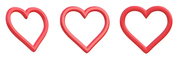 Набір Порожніх Червоних Сердець Ізольовано Білому Тлі Знак Візуалізація Ілюстрація — стокове фото