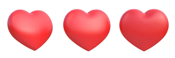 Uppsättning Röda Hjärtan Isolerade Vit Bakgrund Som Ett Tecken Rendering — Stockfoto