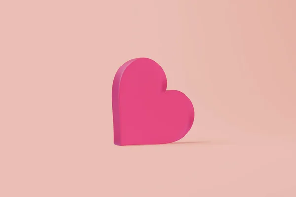 Corazón Sobre Fondo Rosa Pastel Ilustración Representación — Foto de Stock