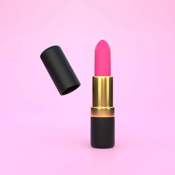 Pinkfarbener Lippenstift Nahaufnahme Auf Pastellrosa Hintergrund Mit Kopierraum Damenkosmetik Für — Stockfoto