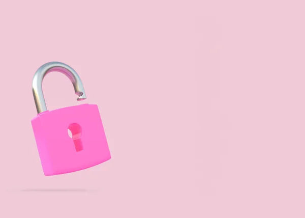 Розовый Замок Розовом Фоне Концепция Безопасности Рендеринг — стоковое фото