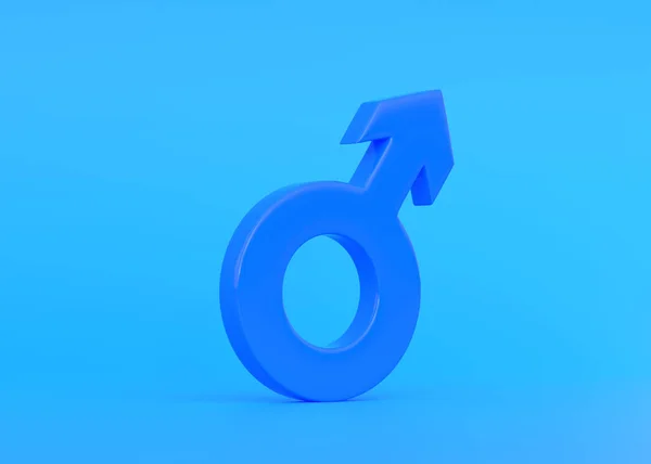 Símbolo Masculino Sobre Fundo Azul Brilhante Cores Pastel Conceito Minimalista — Fotografia de Stock