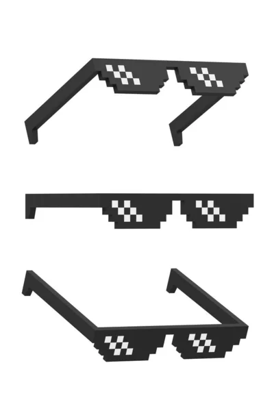Meme Pixel Szemüveg Fehér Háttérrel Minimalista Elképzelés Renderelés Illusztráció — Stock Fotó
